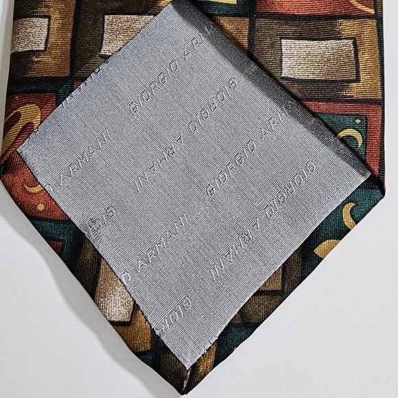 Giorgio Armani Silk Tie Handmade Italy Multicolor Geo Floral W4" L59" Boho Party - Picture 16 of 16